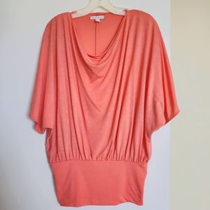 EUC New York and Company Brand Coral Dolman Sleeve Top Size Small